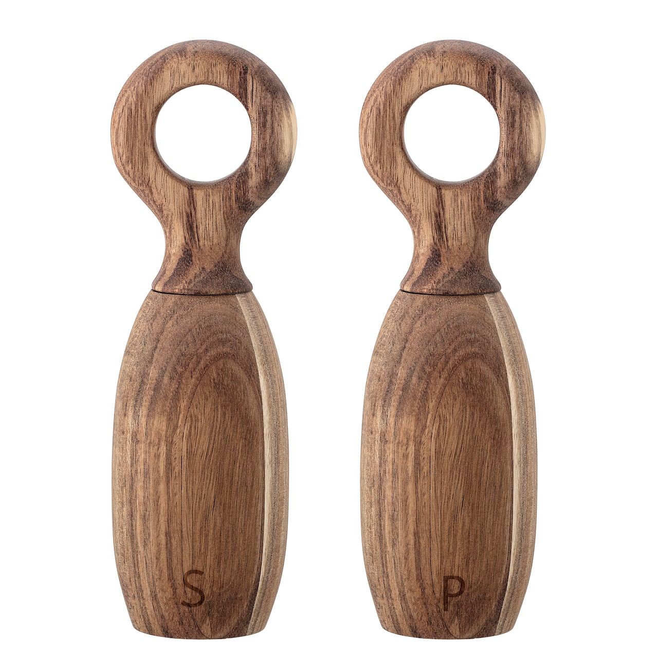 Hello Honey® 8" Brown Acacia Wood Salt & Pepper Mill Set